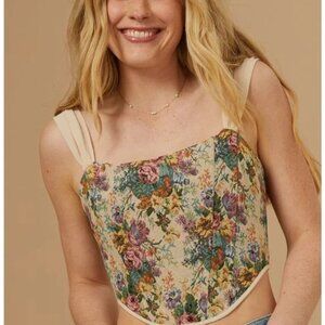 Altar’d State Floral Tapestry Corset Top Size Small